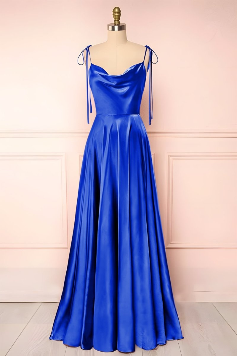 Sweet A-line Cowl Neck Silk Long Prom Dress